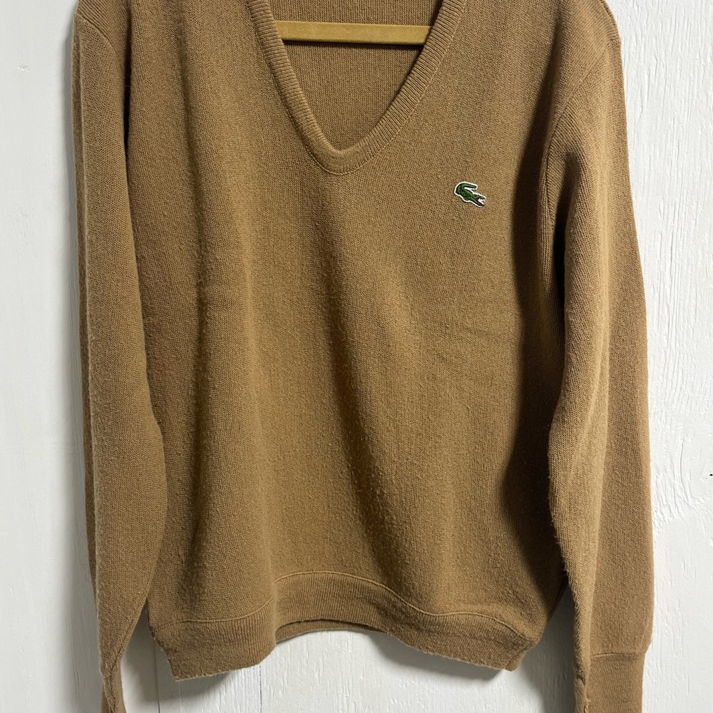 Vintage IZOD Lacoste Men’s Tan V-Neck Sweater